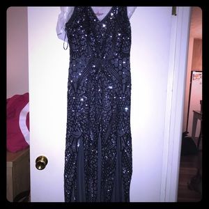 Formal navy blue and silver dress